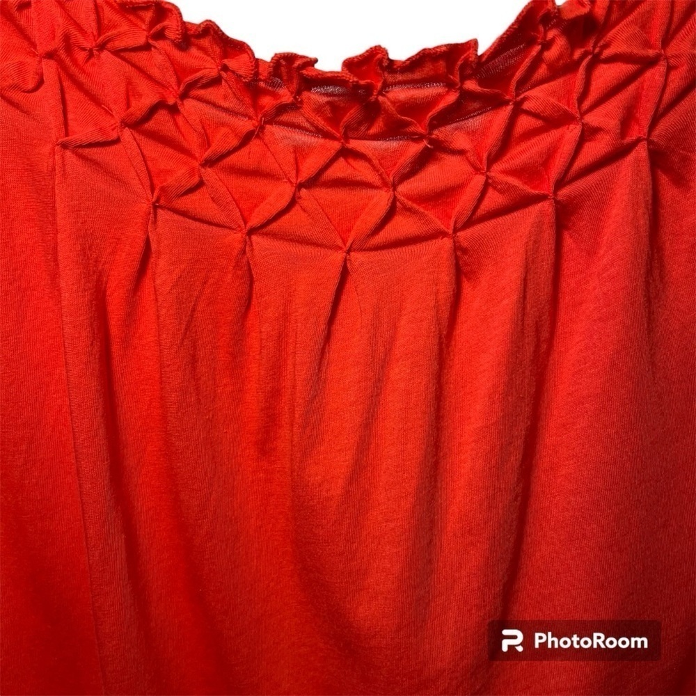 Anthropologie Maeve Justine Smocked Coral Scoop Neck Tank Top Blouse Ruffles XS - Picture 8 of 13